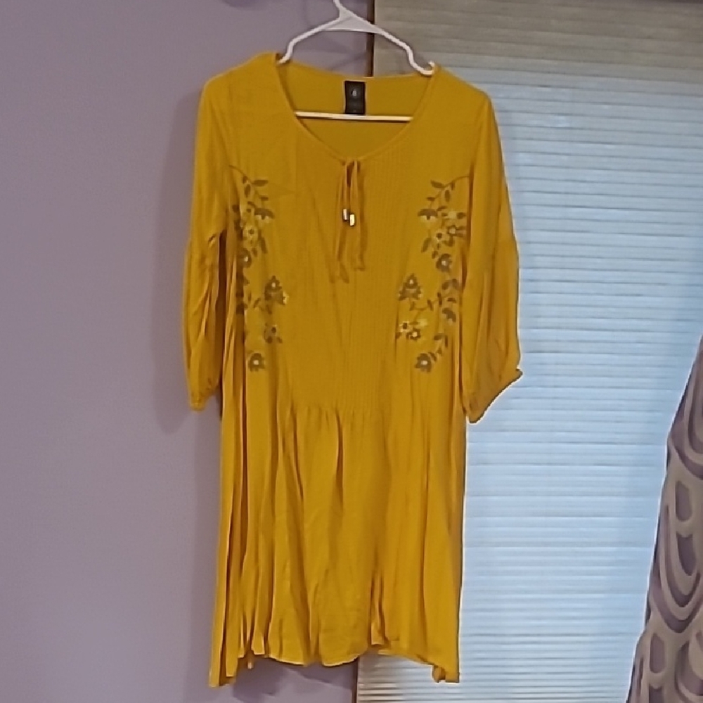 Golden Yellow Casual Dolman Sleeve Sundress